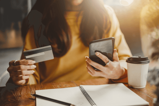 Woman using credit card