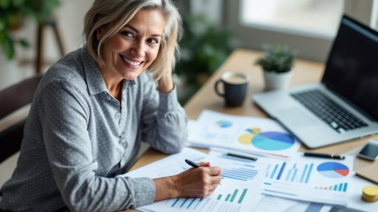 Older woman making a list of her financial goals