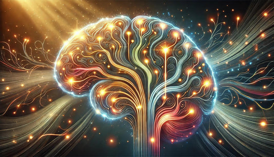Stylised picture of a brain. Bright Fluro colours representing - RAS, neural pathways, neuroplasticity.